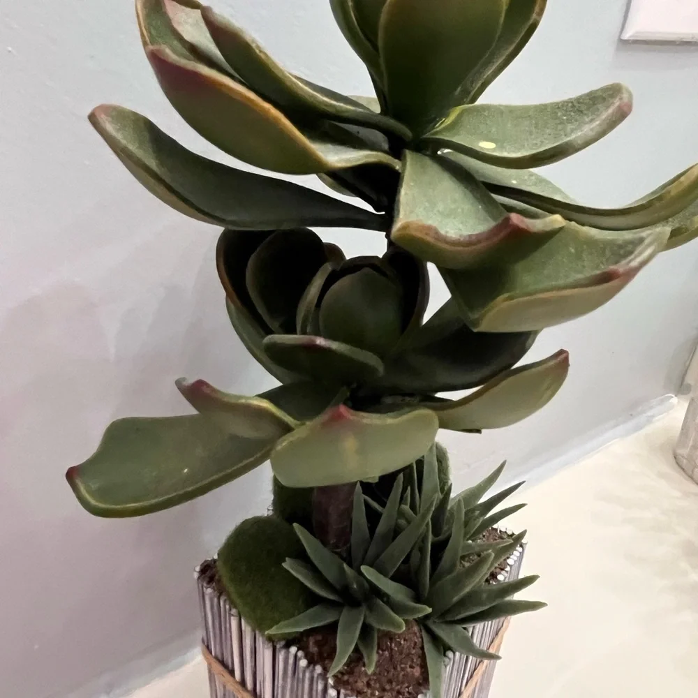 Artificial Green Faux Florals Succulent Planter Decor Arrangement